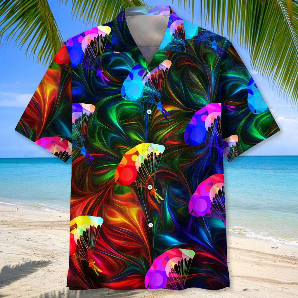 Skydiving Color Hawaiian Shirt, custom shirt gift for men (view 2)