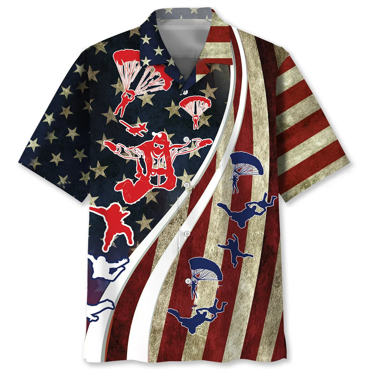 Skydiving Vintage Hawaiian Shirt, custom shirt gift for men (view 4)