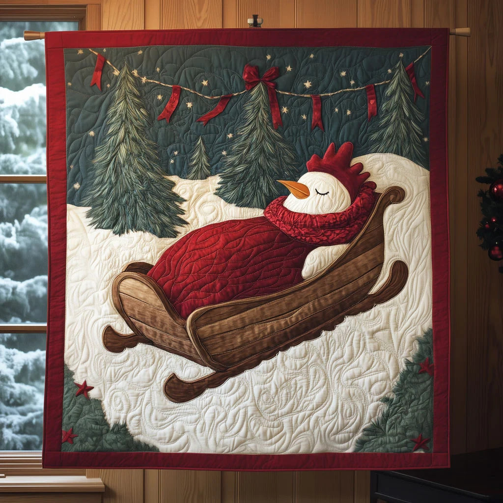 Sleeping Rooster Sleigh Quilt Blanket