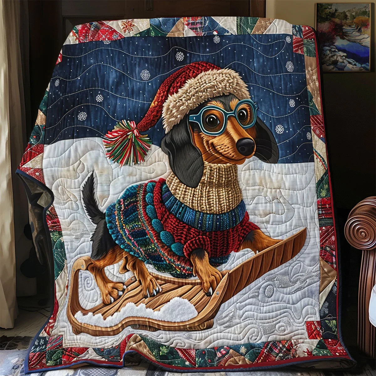 Sleigh Hound Quilt Blanket