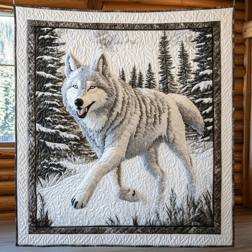 Snow Wolf Quilt Blanket