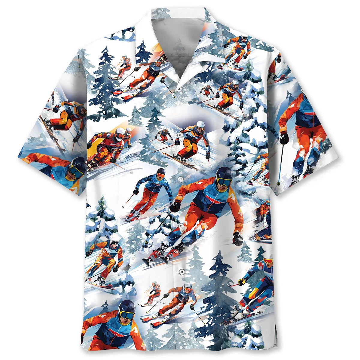 Snow Skiing Hawaiian Shirt, custom shirt gift for men (view 4)