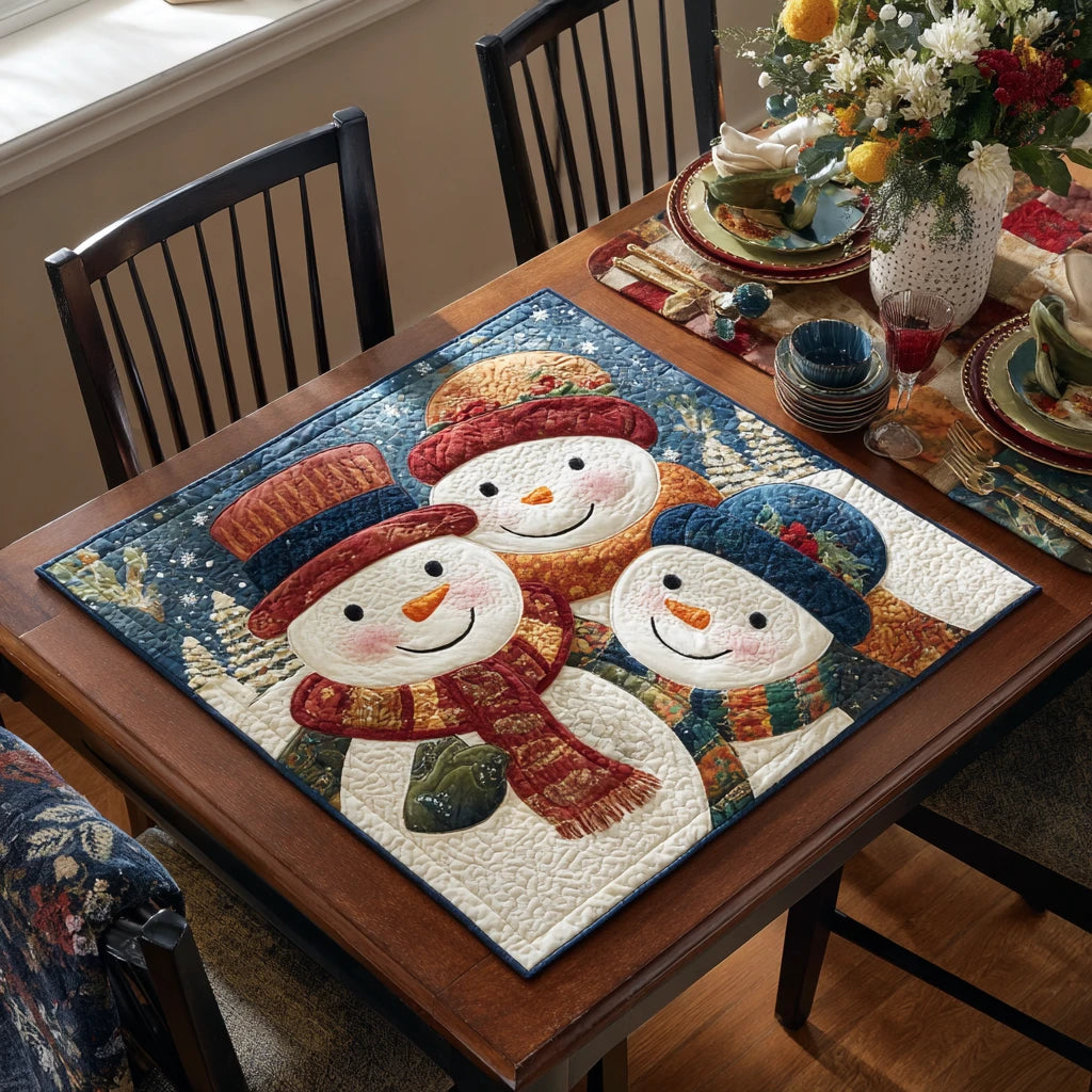 Snowman Charm Quilted Table Topper