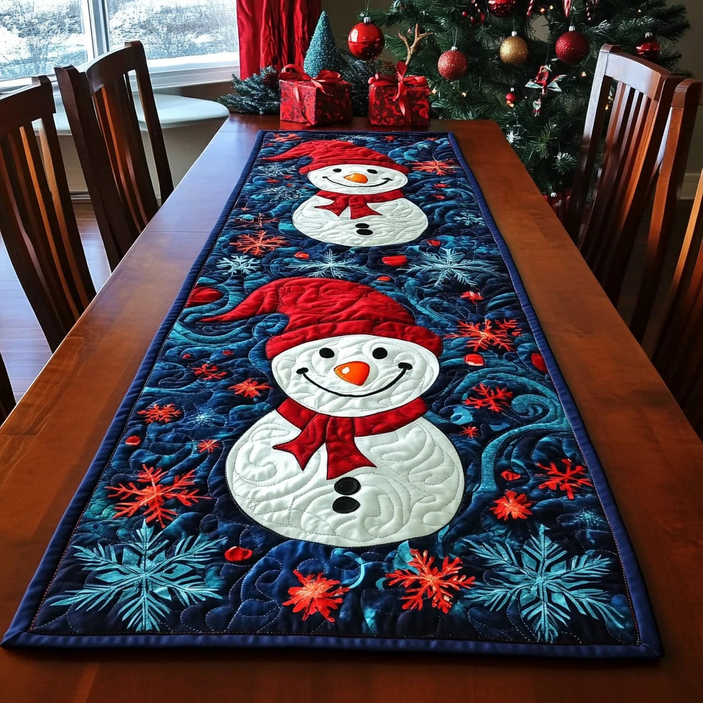 Snowman Delight Quilted Table Runner