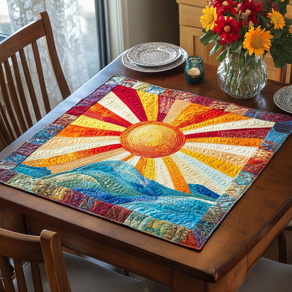 Solar Bloom Quilted Table Topper