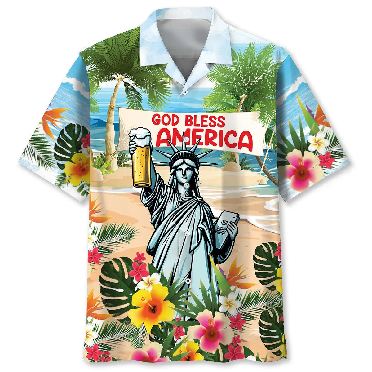 Statue of Liberty Hold my Beer Hawaiian Shirt, custom shirt gift for men (view 4)