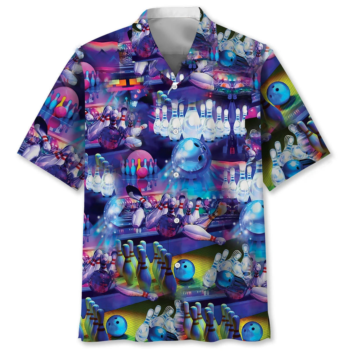 Strike Bowling Pins Hawaiian Shirt, custom shirt gift for men (view 4)