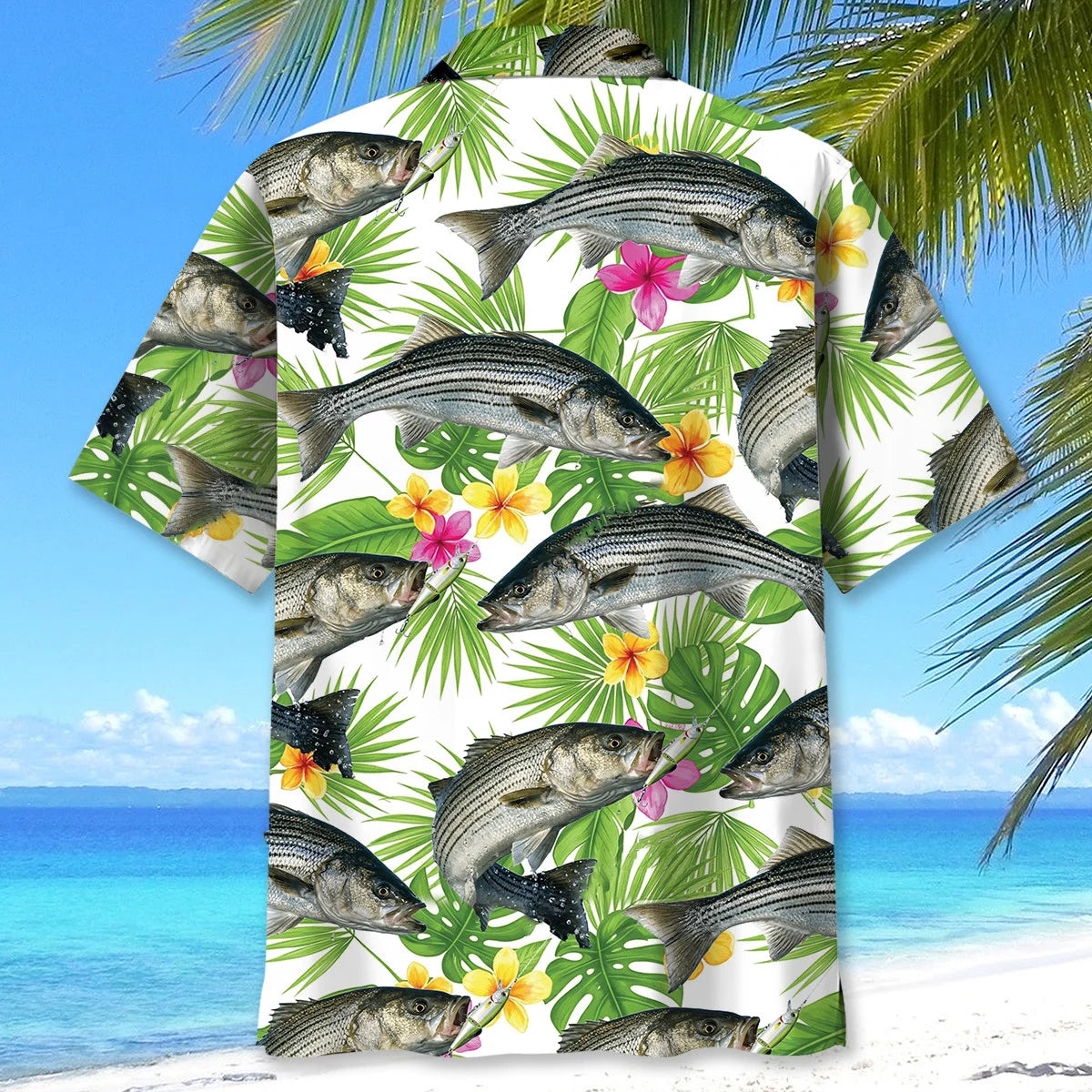 Stripe Bass Tropical Hawaiian Shirt, custom shirt gift for men (view 4)
