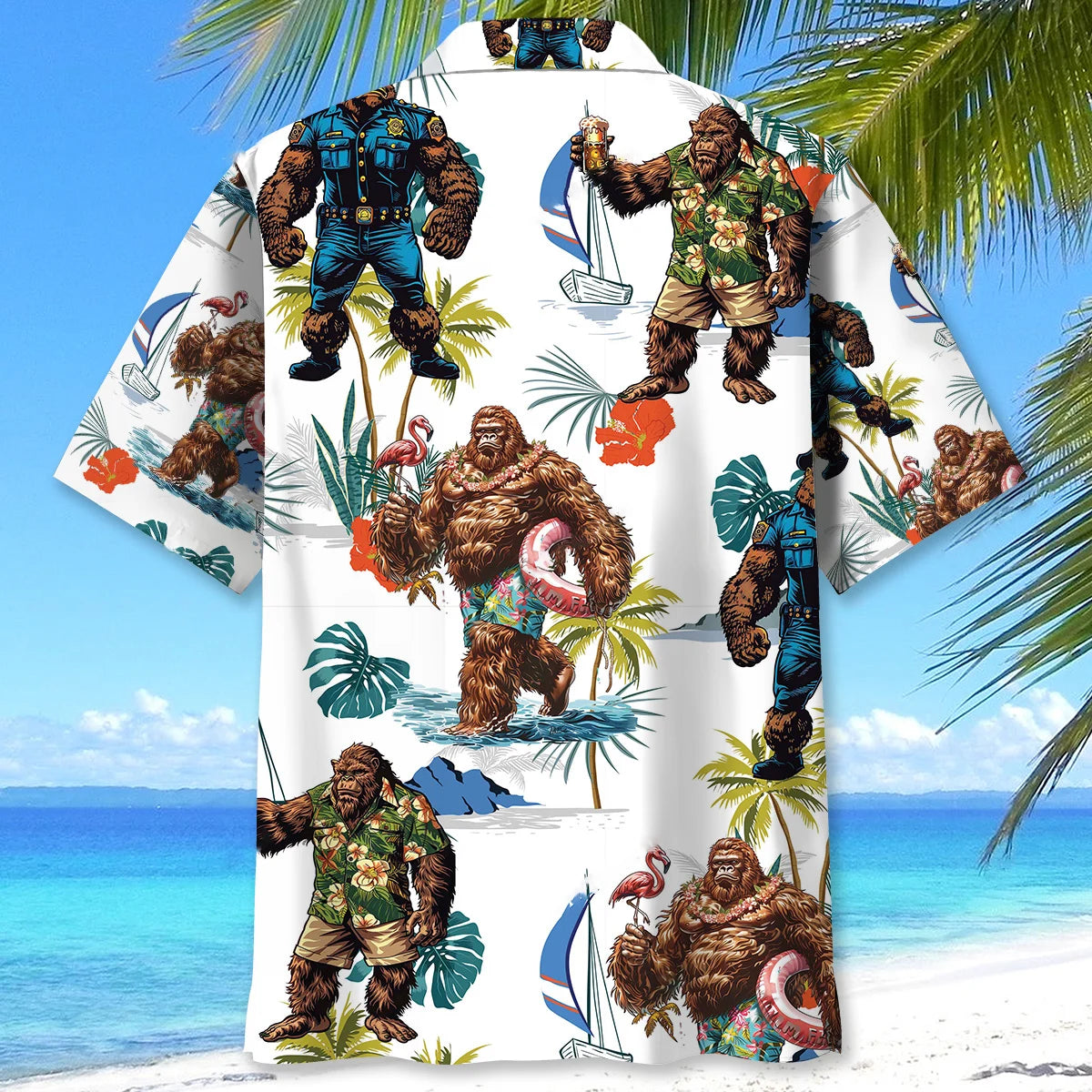 Summer Bigfoot Hawaiian Shirt, custom shirt gift for men (view 5)