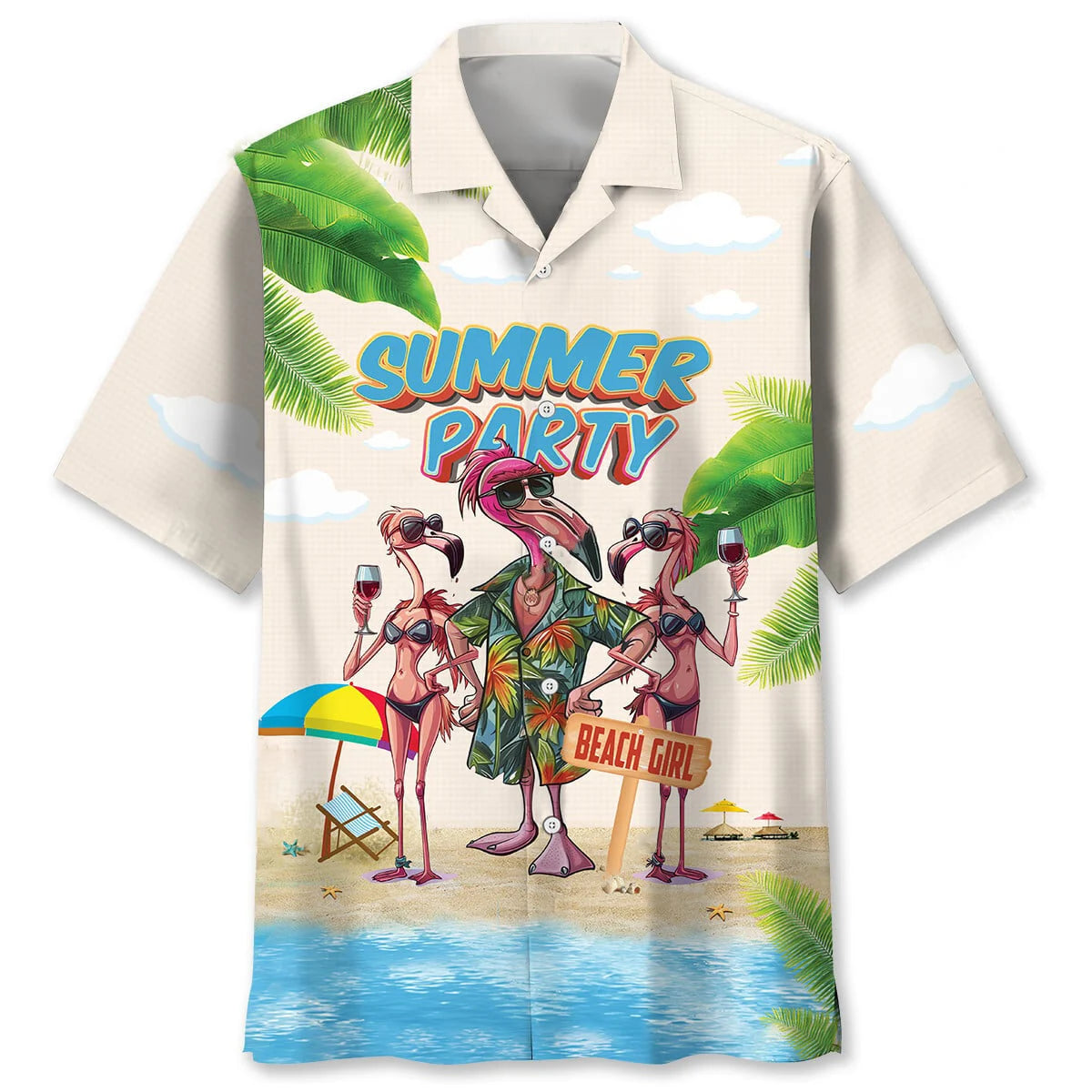 Summer Party Flamingo Hawaiian Shirt, custom shirt gift for men (view 4)