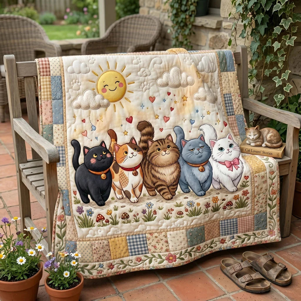 Sunny Cat Parade Quilt Blanket