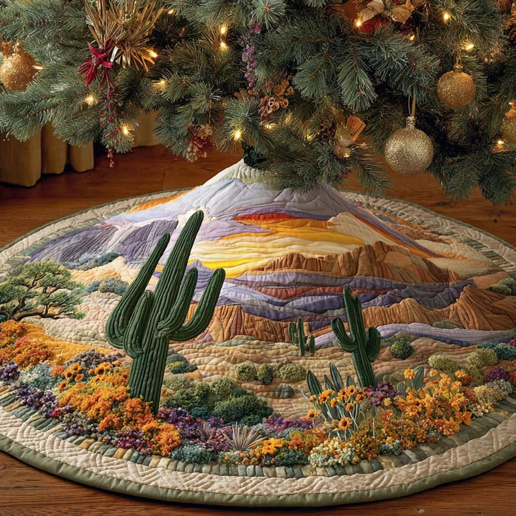 Sunrise Mesa Cactus Quilted Tree Skirt