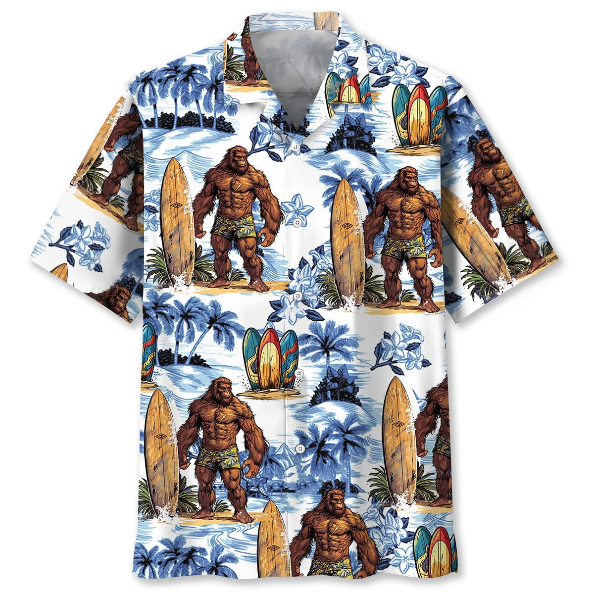Surfing Bigfoot Surfboard Hawaiian Shirt, custom shirt gift for men (view 4)