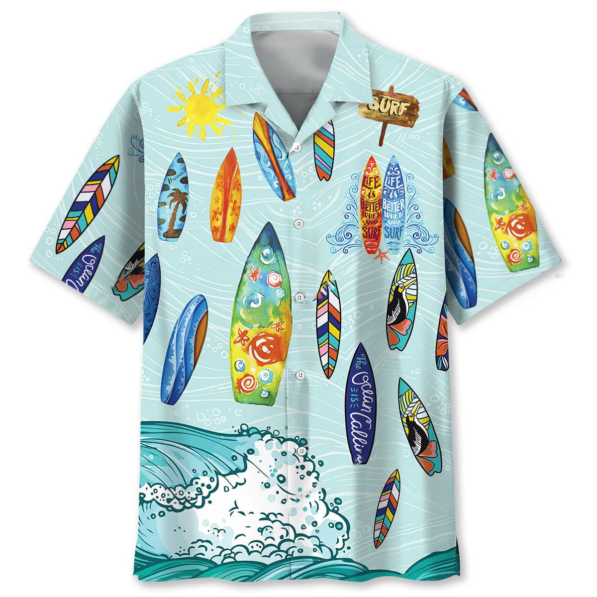 Surfing Ocean Hawaiian Shirt, custom shirt gift for men (view 2)
