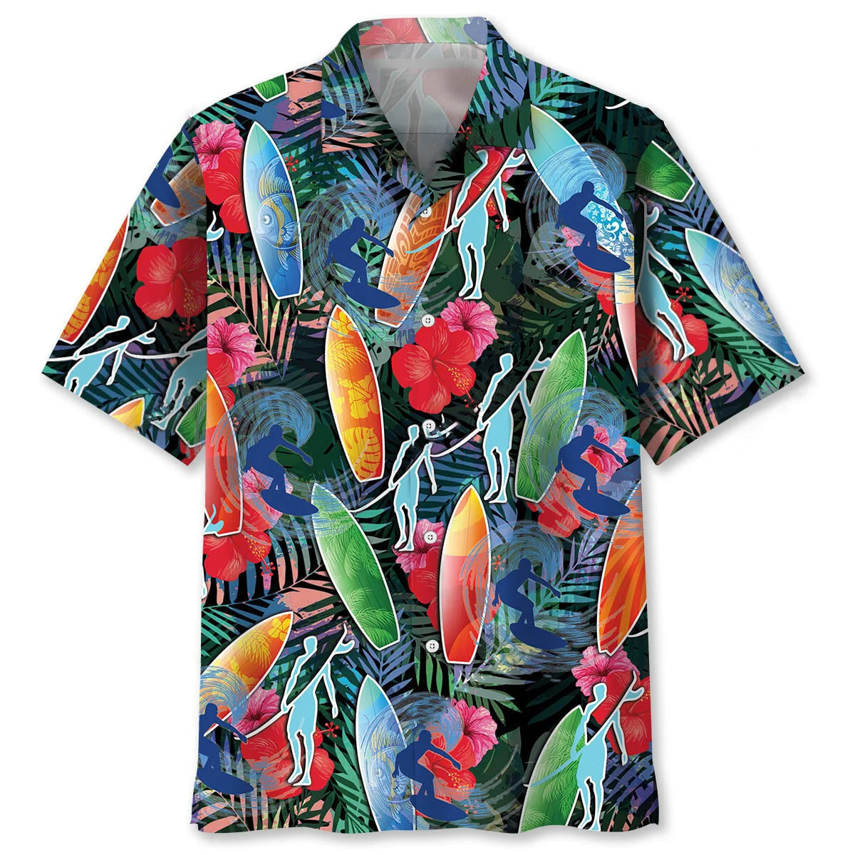 Surfing Tropical Hawaiian Shirt, custom shirt gift for men (view 2)