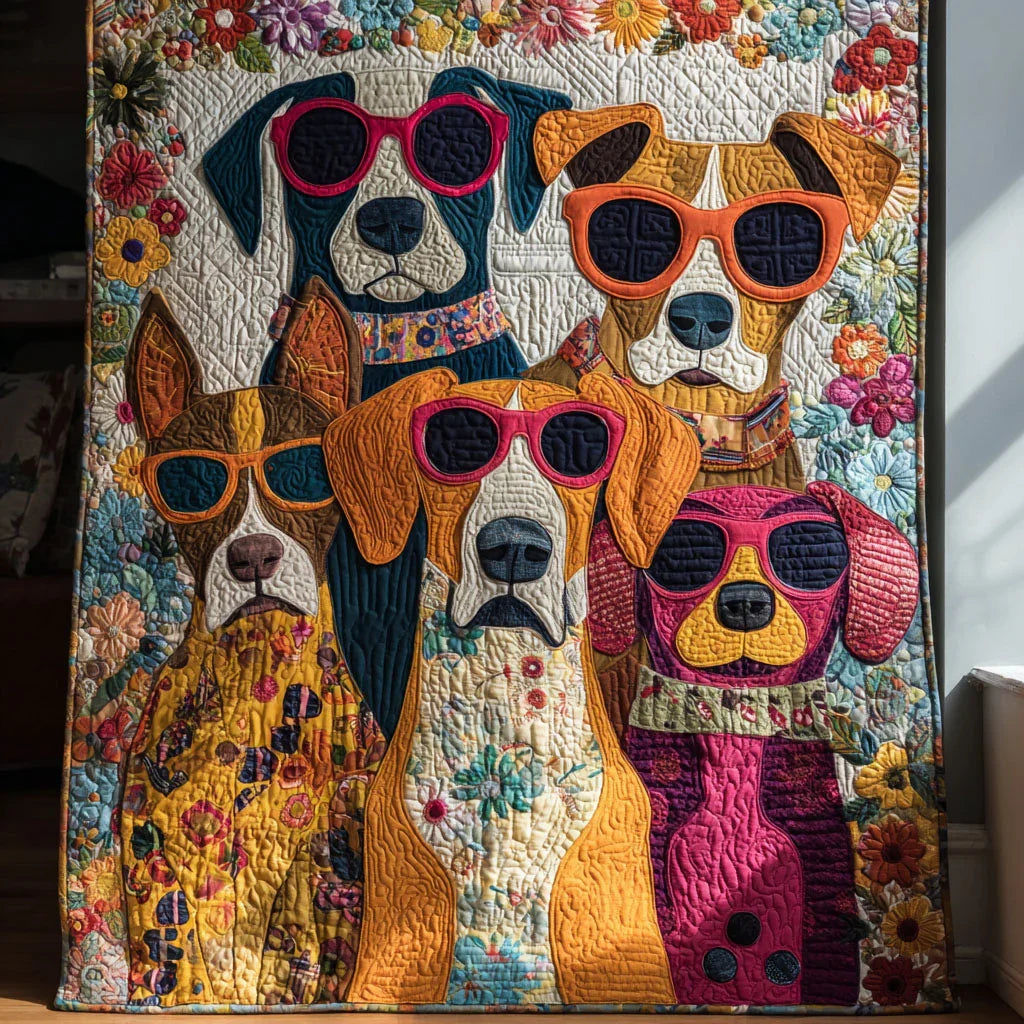 Sweet Puppy Quilt Blanket - Quilted Blanket by OtterMia
