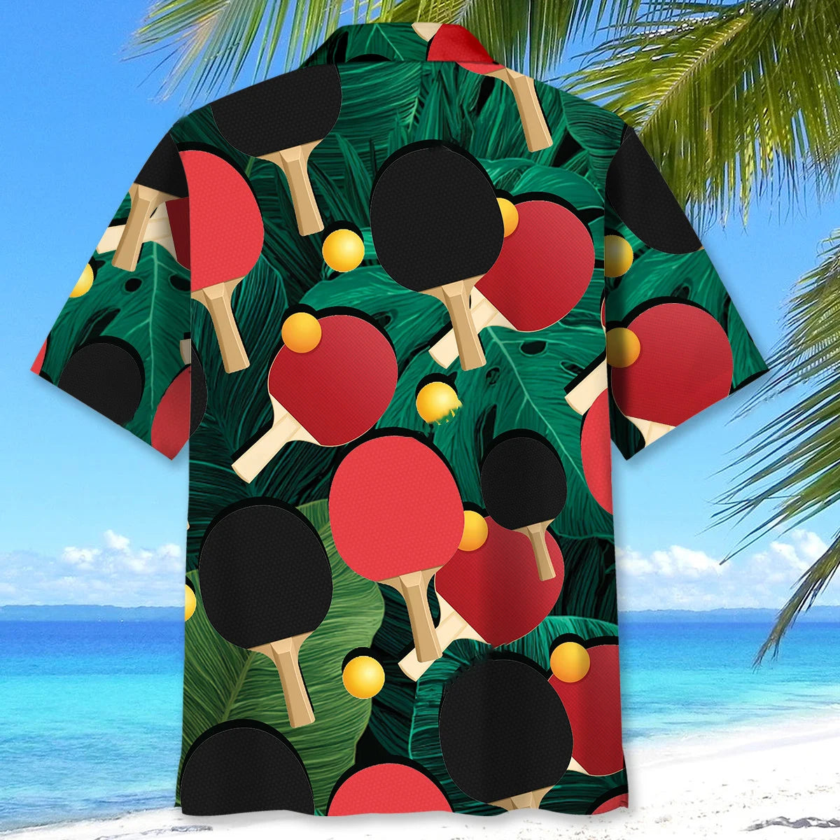 Table Tennis Tropical Leaves Hawaiian Shirt, custom shirt gift for men (view 4)