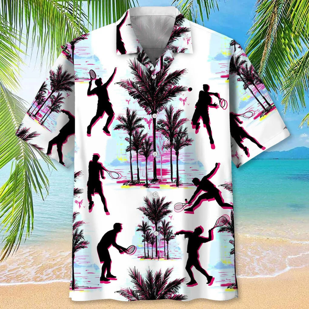 Tennis Abstract Background Hawaiian Shirt, custom shirt gift for men (view 2)