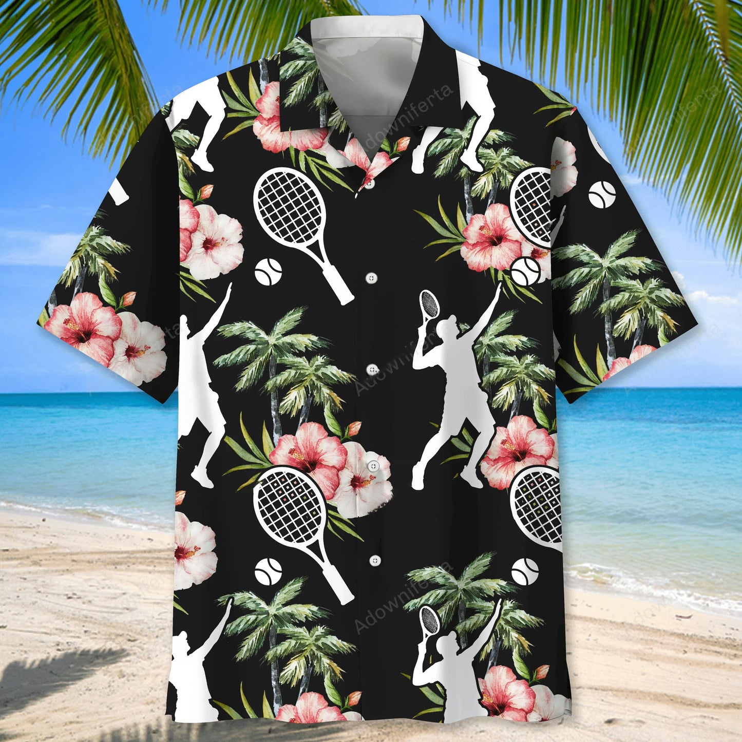 Tennis Nature Flower Hawaiian Shirt, custom shirt gift for men (view 2)
