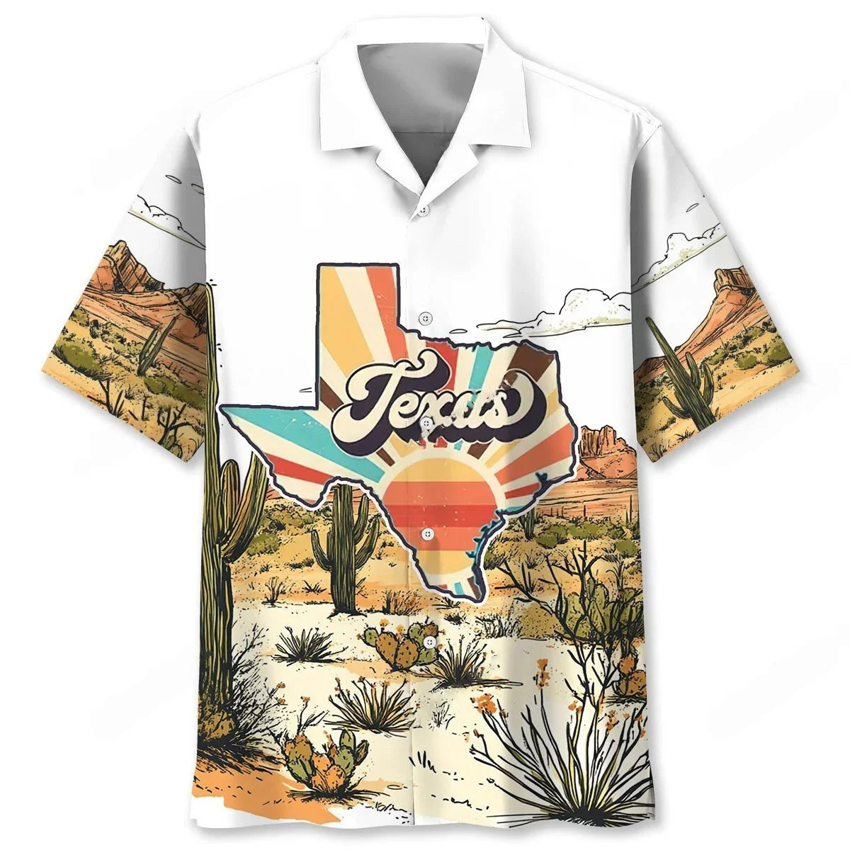 Texas Retro Art Hawaiian Shirt, custom shirt gift for men (view 4)