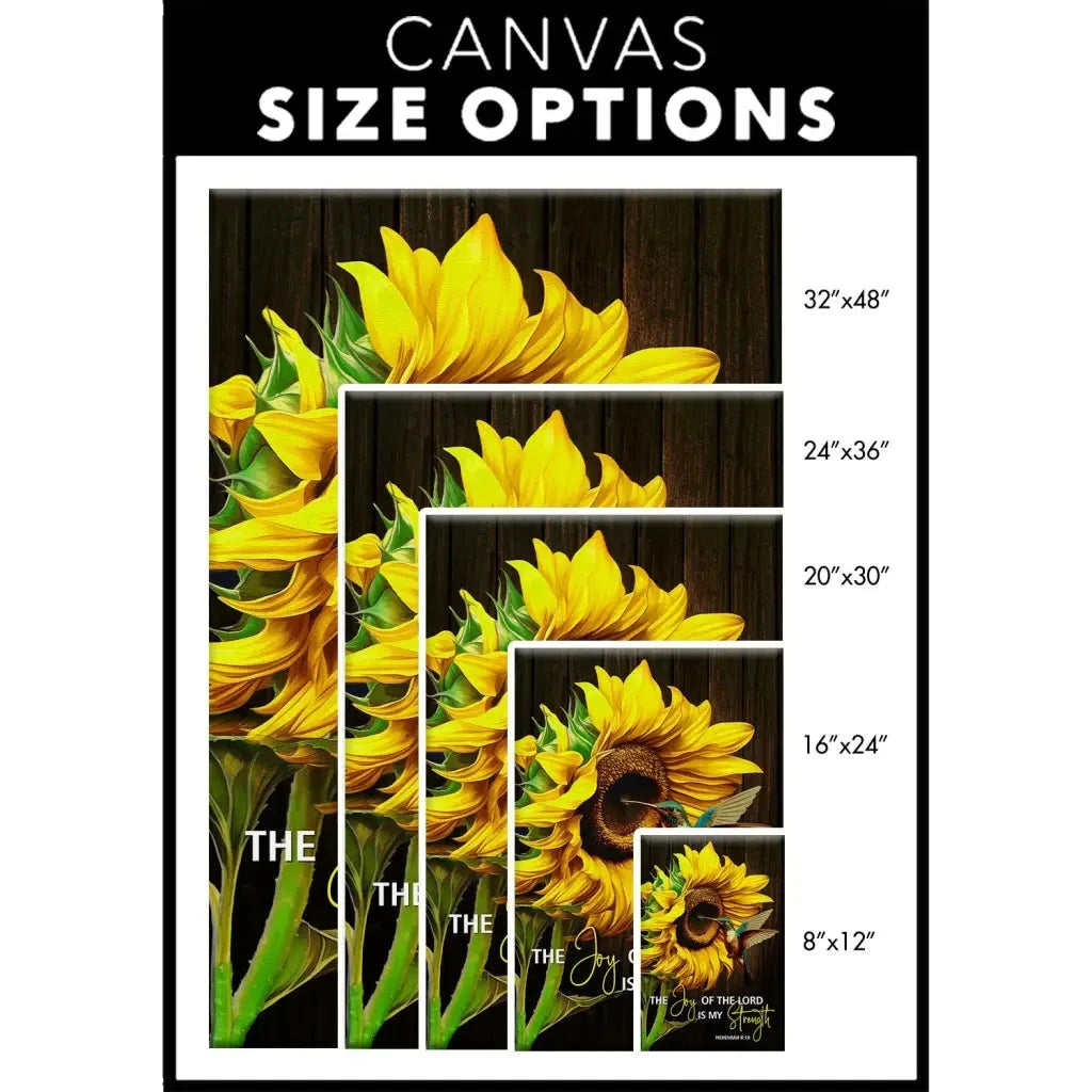 christian canvas print the joy of the lord is my strength wall art sunflower hummingbird (view 7)