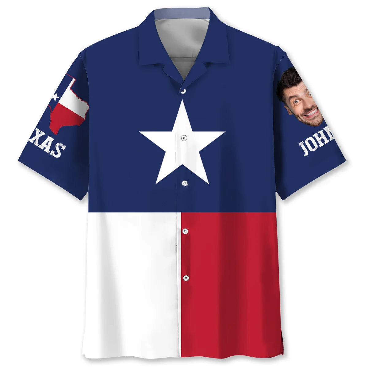 The Lone Star State Custom Face Name Hawaiian Shirt, custom shirt gift for men (view 4)