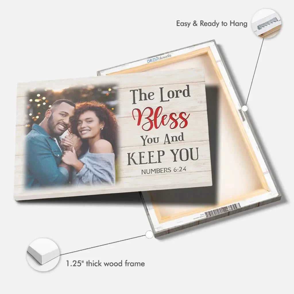 the lord bless you keep you christian wall art canvas with custom photo (Landscape) (view 6)