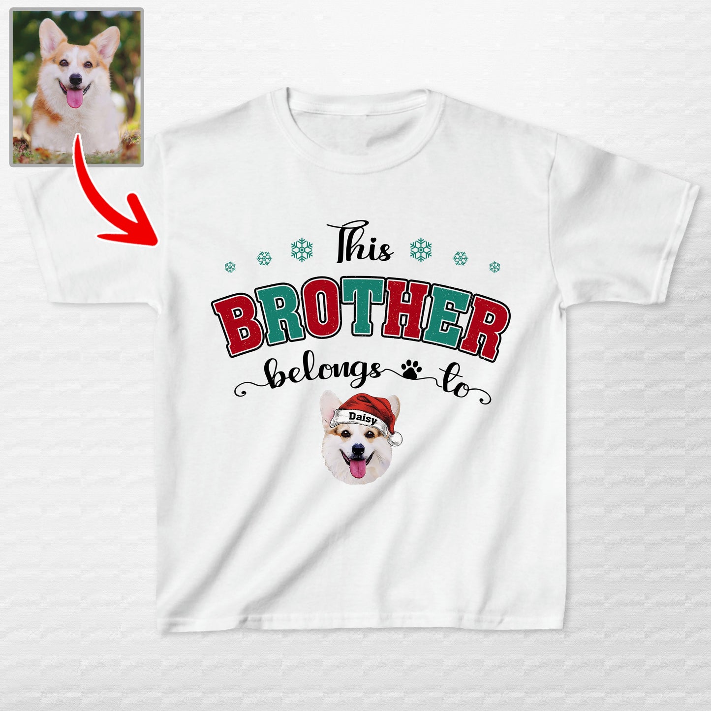 This Human Belongs to Custom Dog Christmas Gildan, custom pet portrait gift for pet lovers (view 4)