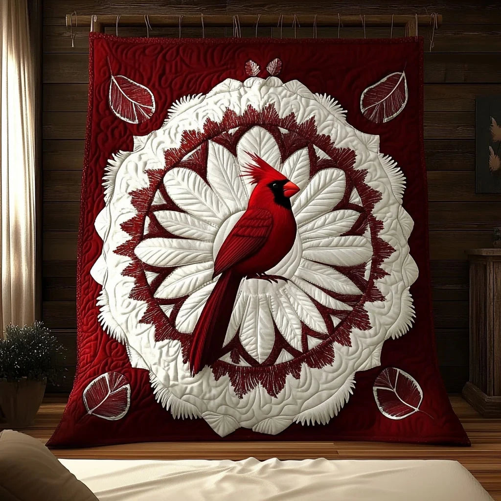 Timeless Cardinal Crest Quilt Blanket