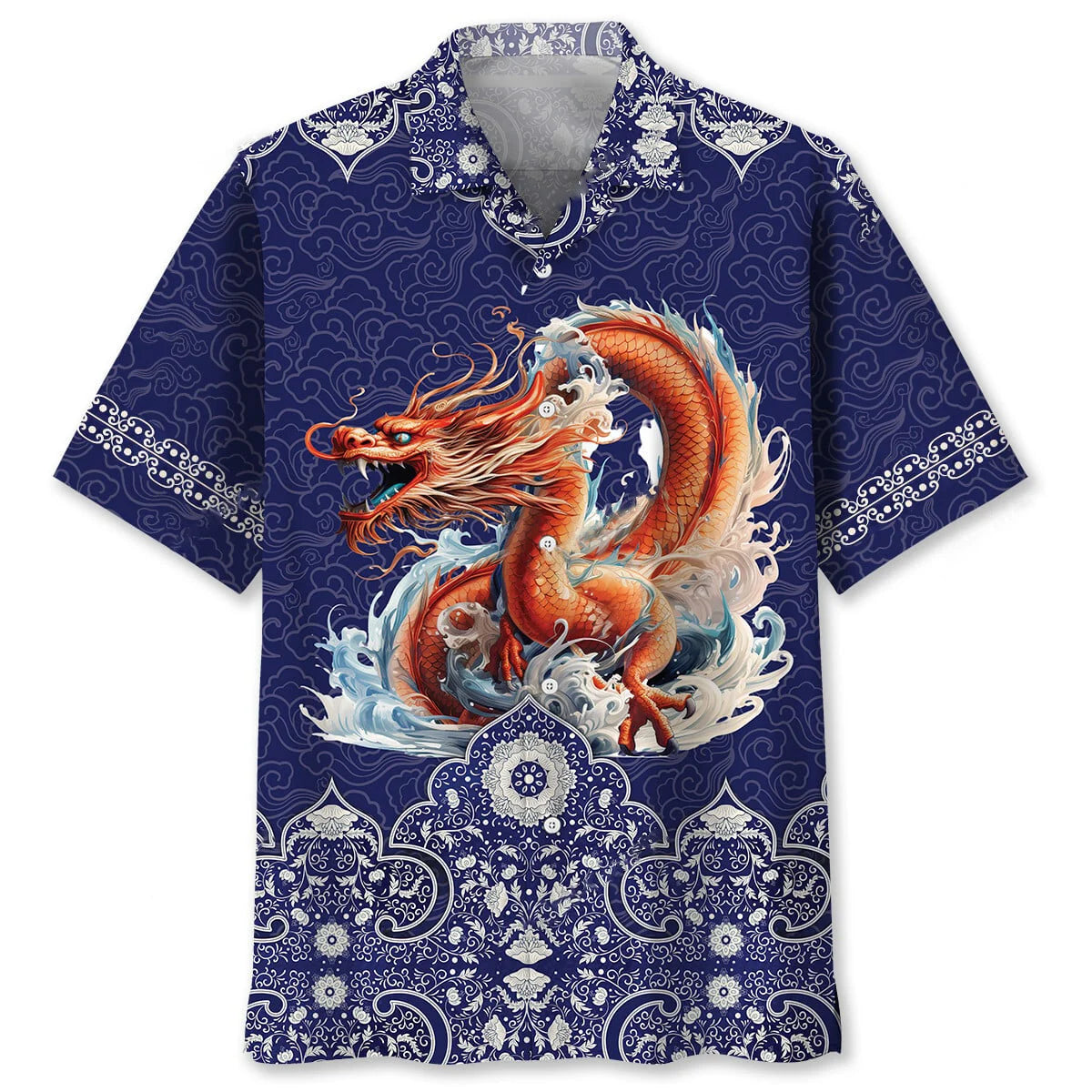 Traditional Chinese Dragon Hawaiian Shirt, custom shirt gift for men (view 2)