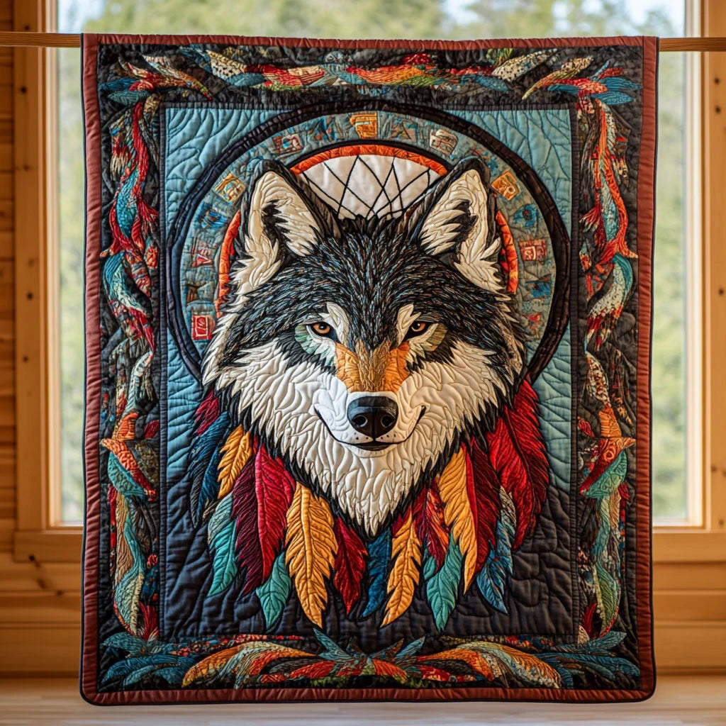 Tribal Wolf Quilt Blanket