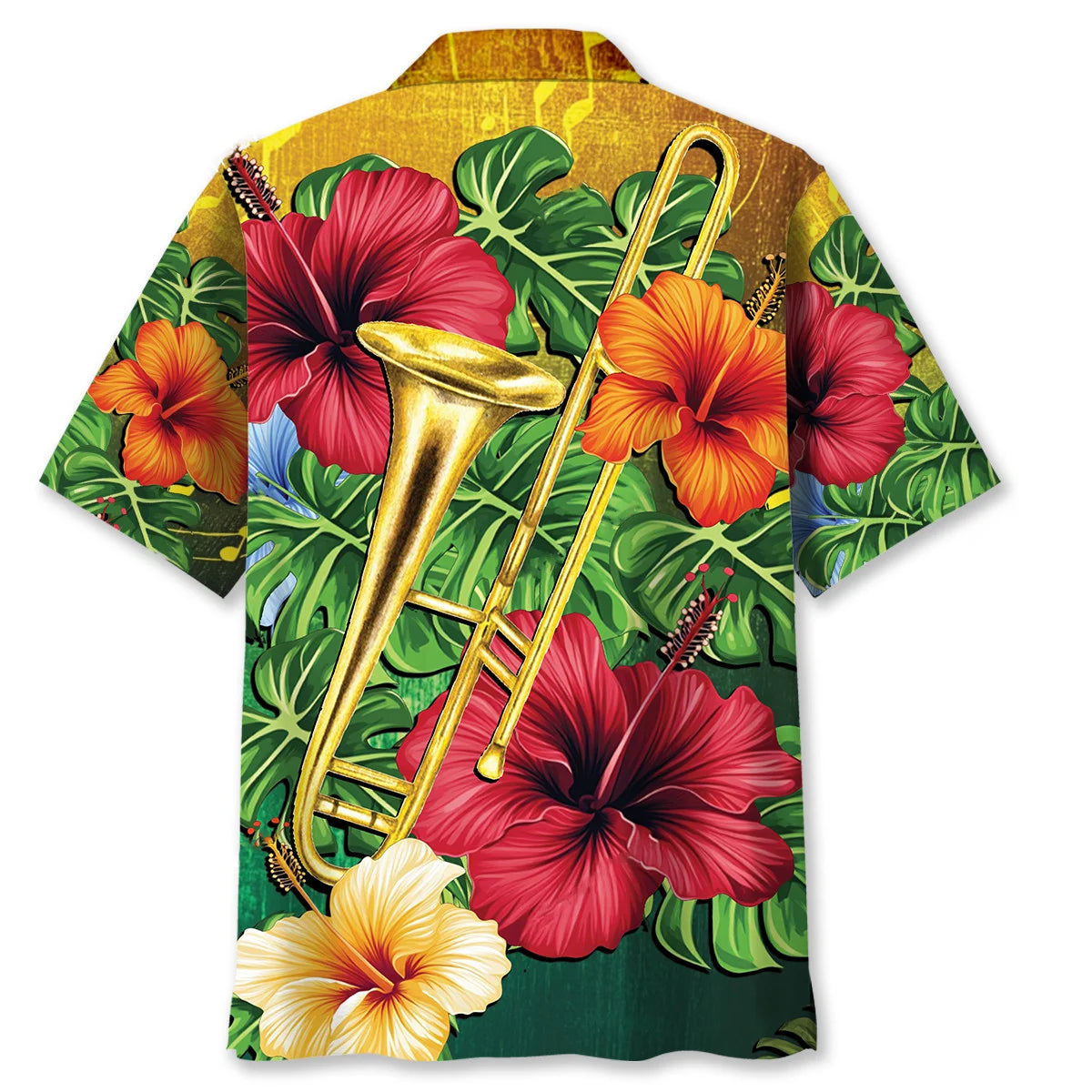 Trombone Hibiscus Tropical Hawaiian Shirt, custom shirt gift for men (view 4)