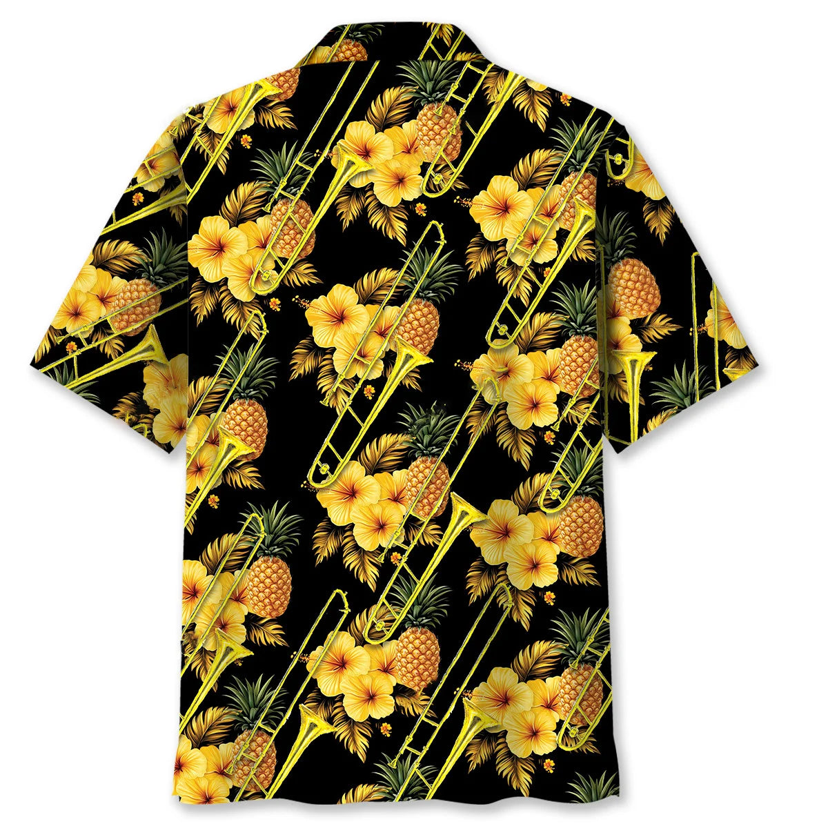 Trombone Yellow Tropical Hawaiian Shirt, custom shirt gift for men (view 4)