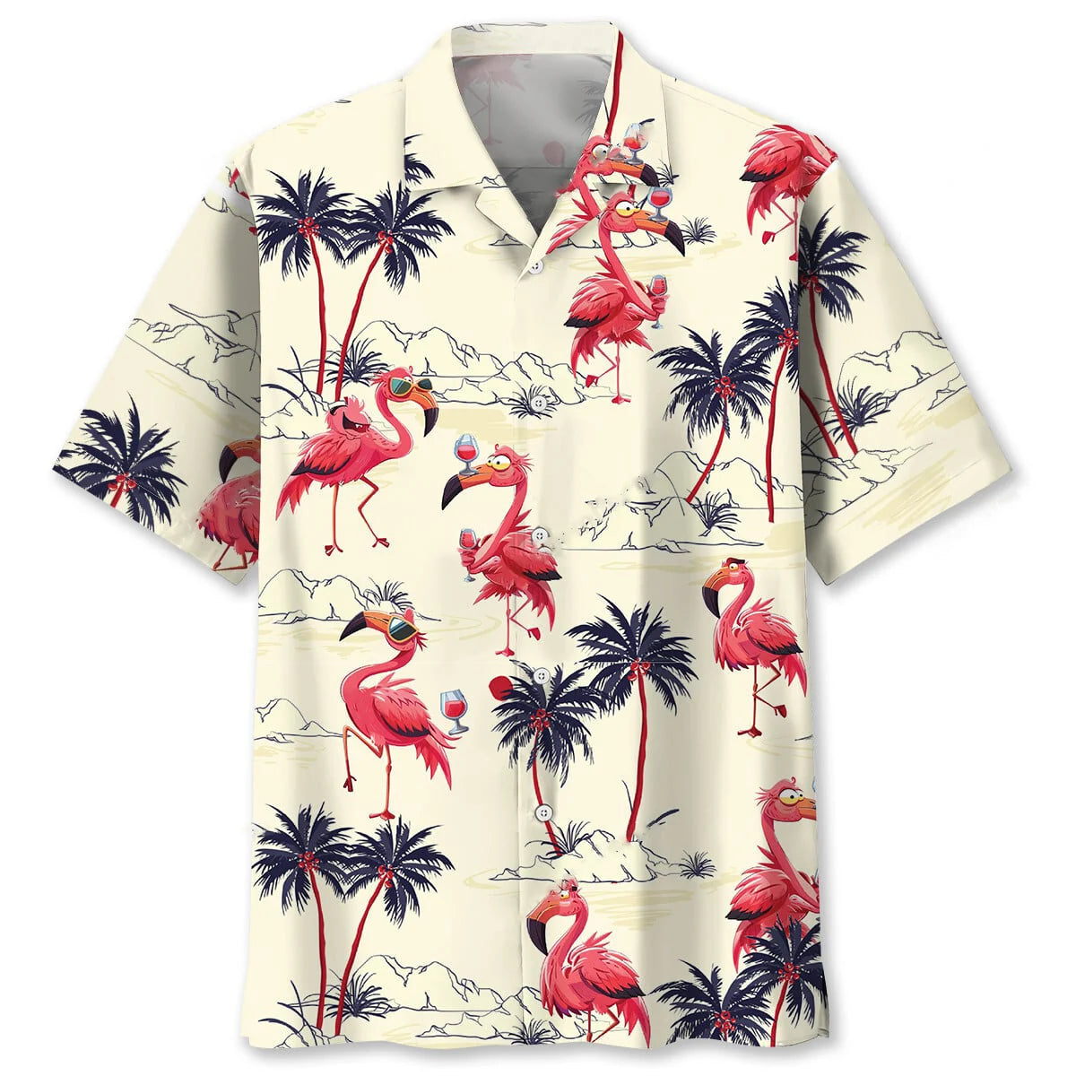 Tropical Flamingo Hawaiian Shirt, custom shirt gift for men (view 4)