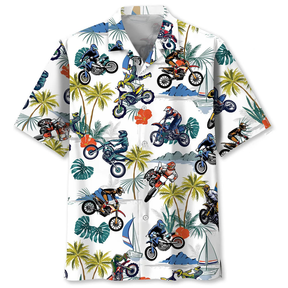 Tropical Motocross Hawaiian Shirt Men, custom shirt gift for men (view 4)