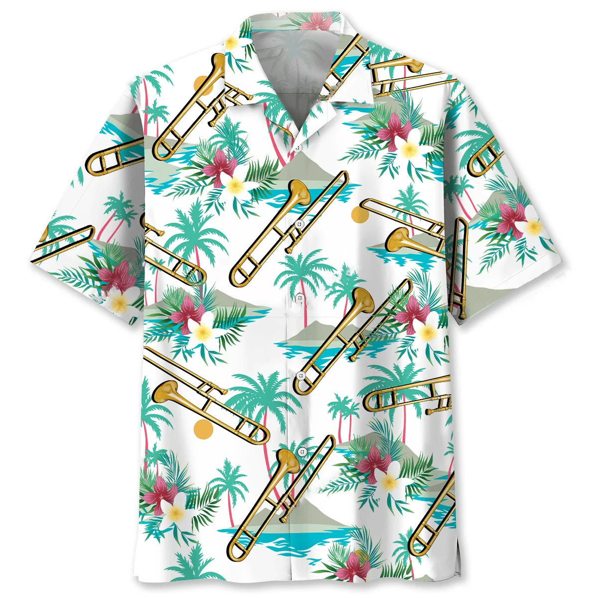 Tropical Trombone Party Hawaiian Shirt, custom shirt gift for men (view 4)