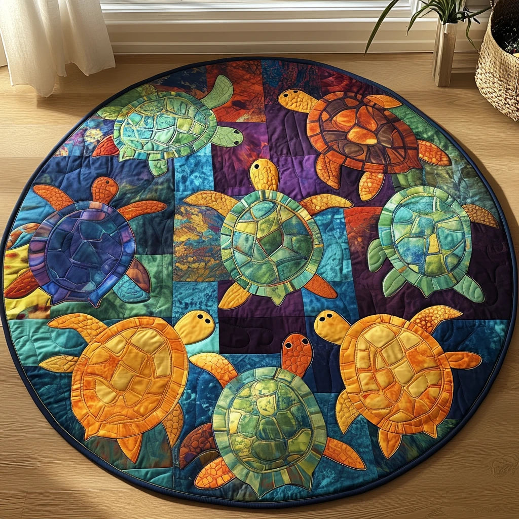 Turtle Delight Quilted Round Mat
