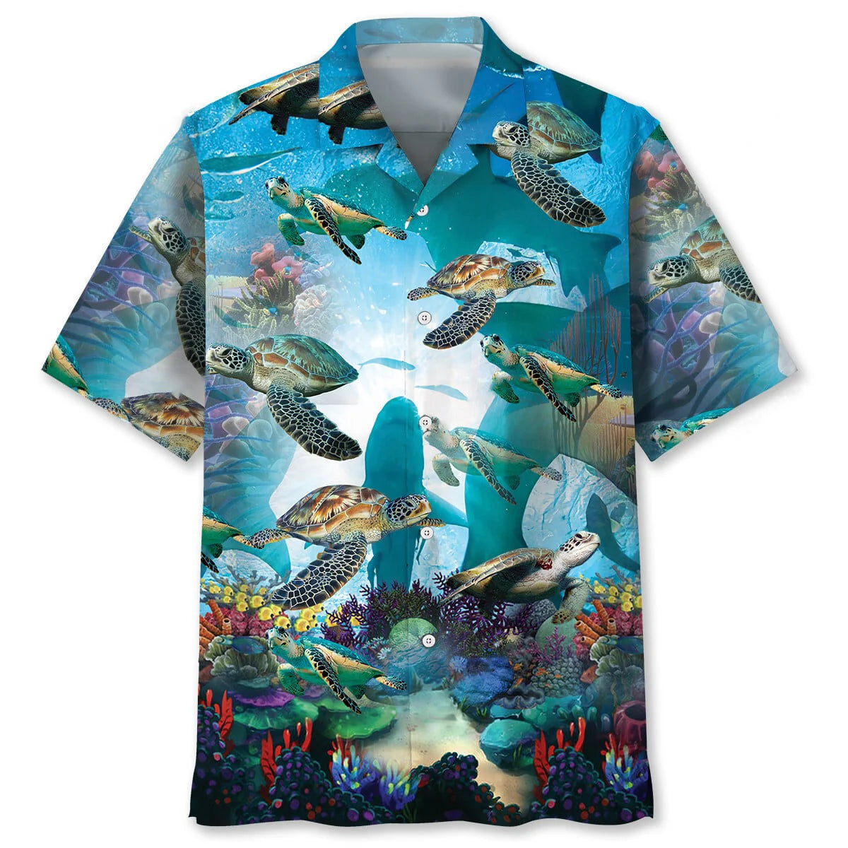 Turtle Shark Hawaiian Shirt, custom shirt gift for men (view 2)