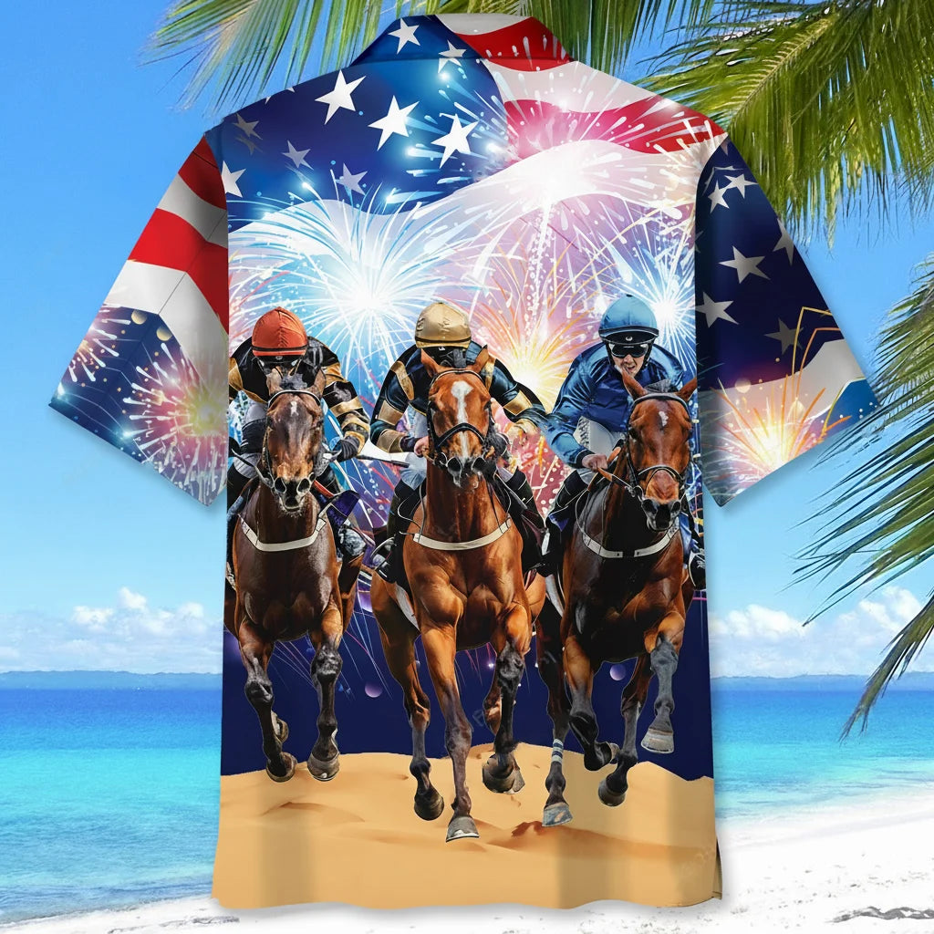 Usa Jockey Horse Racing Hawaiian Shirt, patriotic gift for 4th of July (view 4)