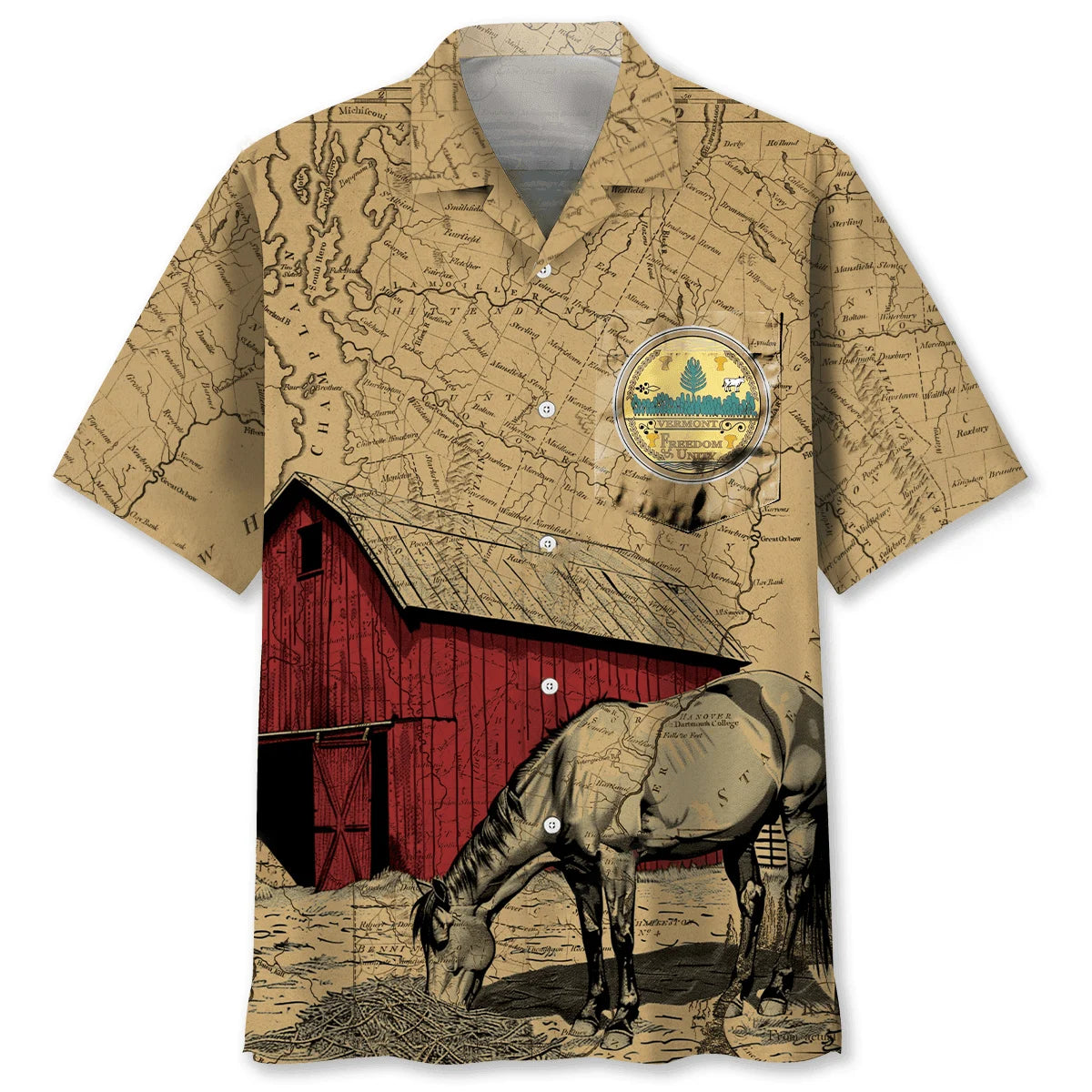 Vermont State Vintage Hawaiian Shirt, custom shirt gift for men (view 4)