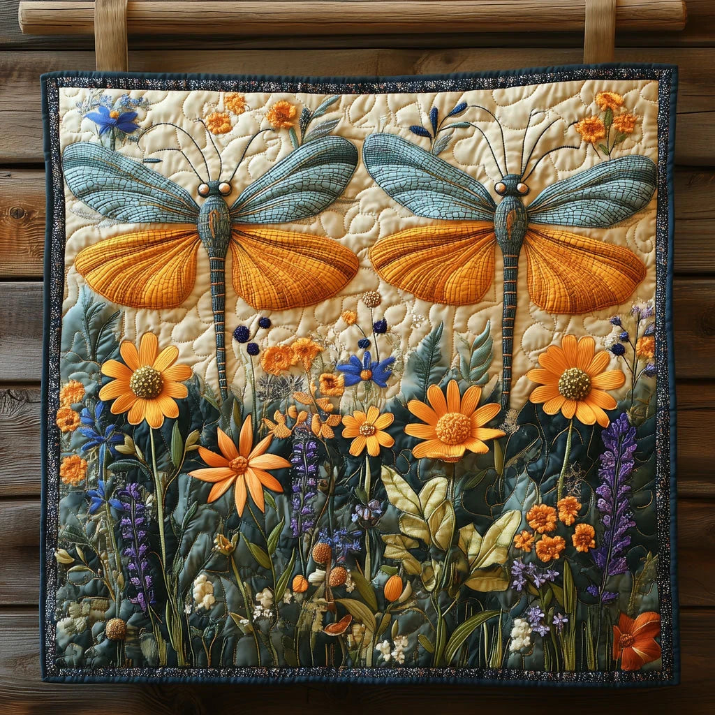 Vibrant Dragonfly Quilt Blanket