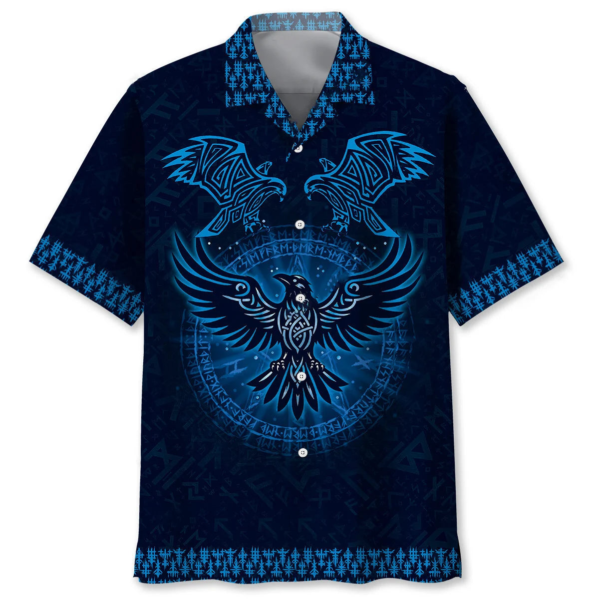 Viking Raven Hawaiian Shirt, custom shirt gift for men (view 4)