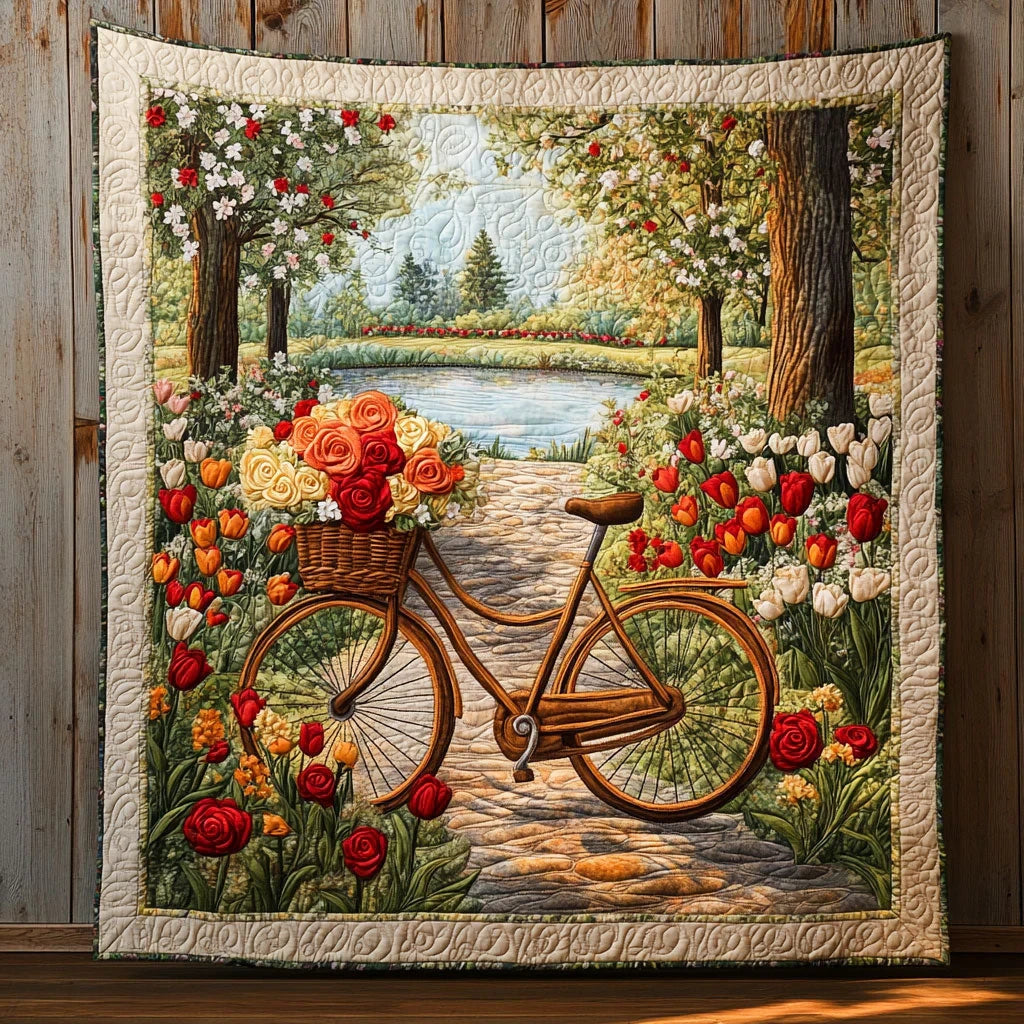 Vintage Bike Quilt Blanket