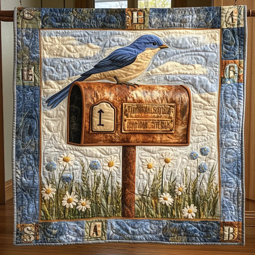 Vintage Blue Bird Quilt Blanket