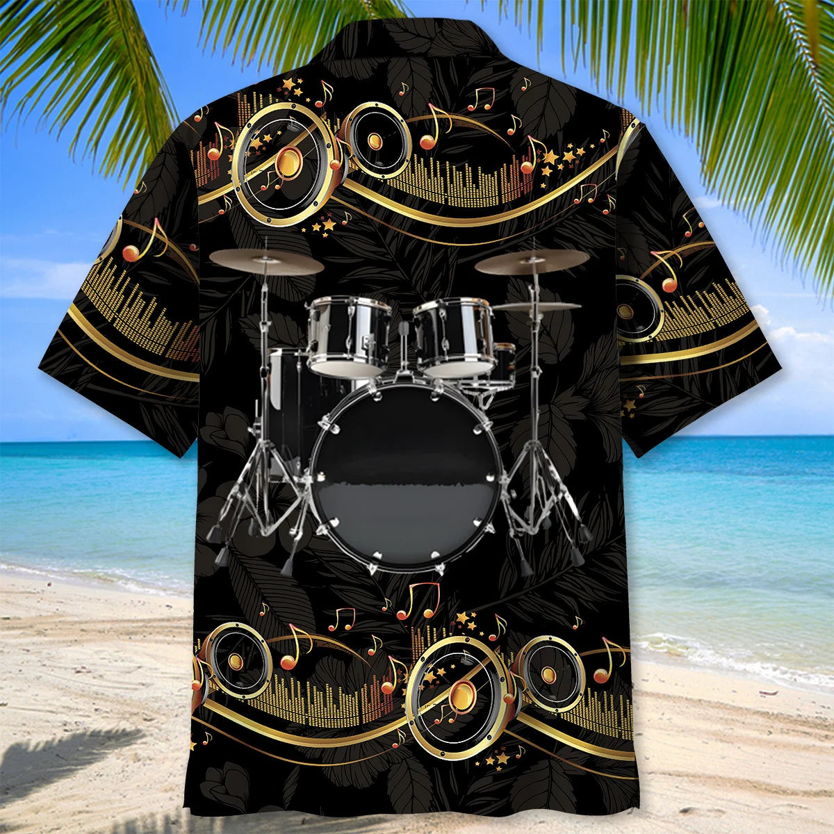 Vintage Black Drum Hawaiian Shirt, custom shirt gift for men (view 4)