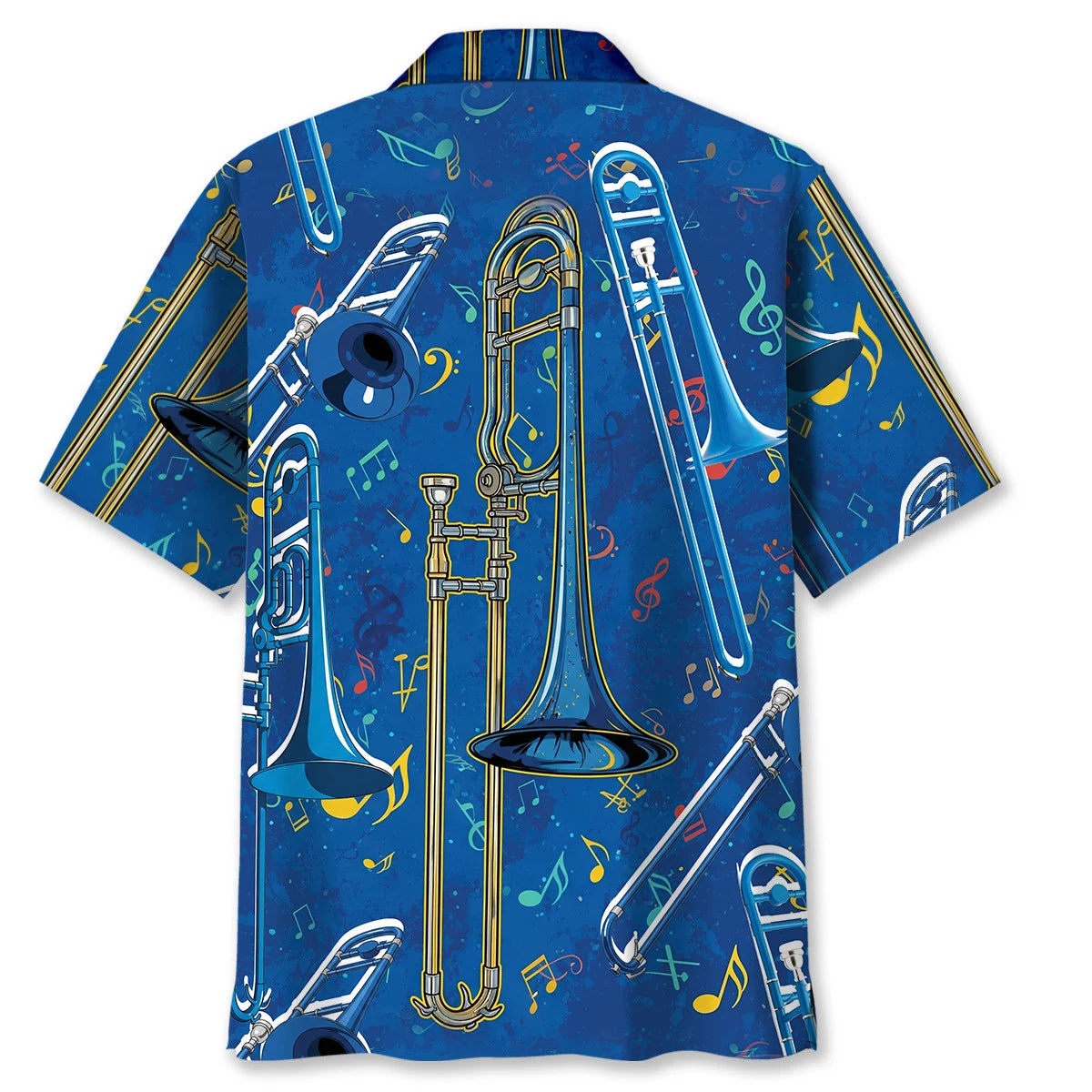 Vintage Blue Trombone Hawaiian Shirt, custom shirt gift for men (view 4)