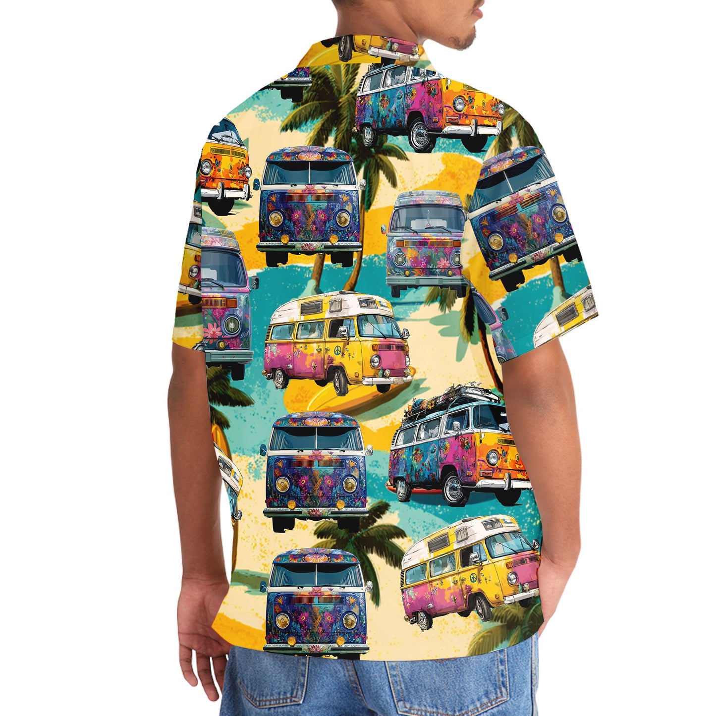 Vintage Camping Car on the Beach Hawaiian Shirt - 3XL - hawaiian shirt