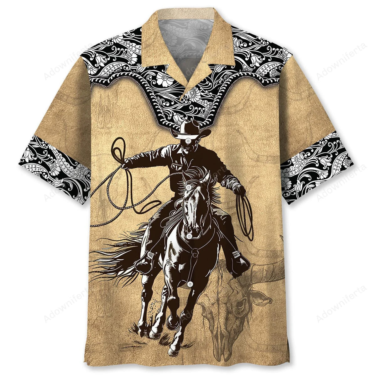 Vintage Cowboy Hawaiian Shirt, custom shirt gift for men (view 4)