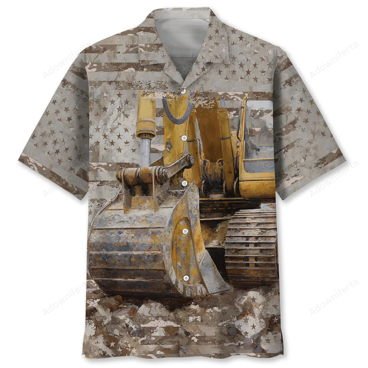 Vintage Excavator Hawaiian Shirt, custom shirt gift for men (view 4)