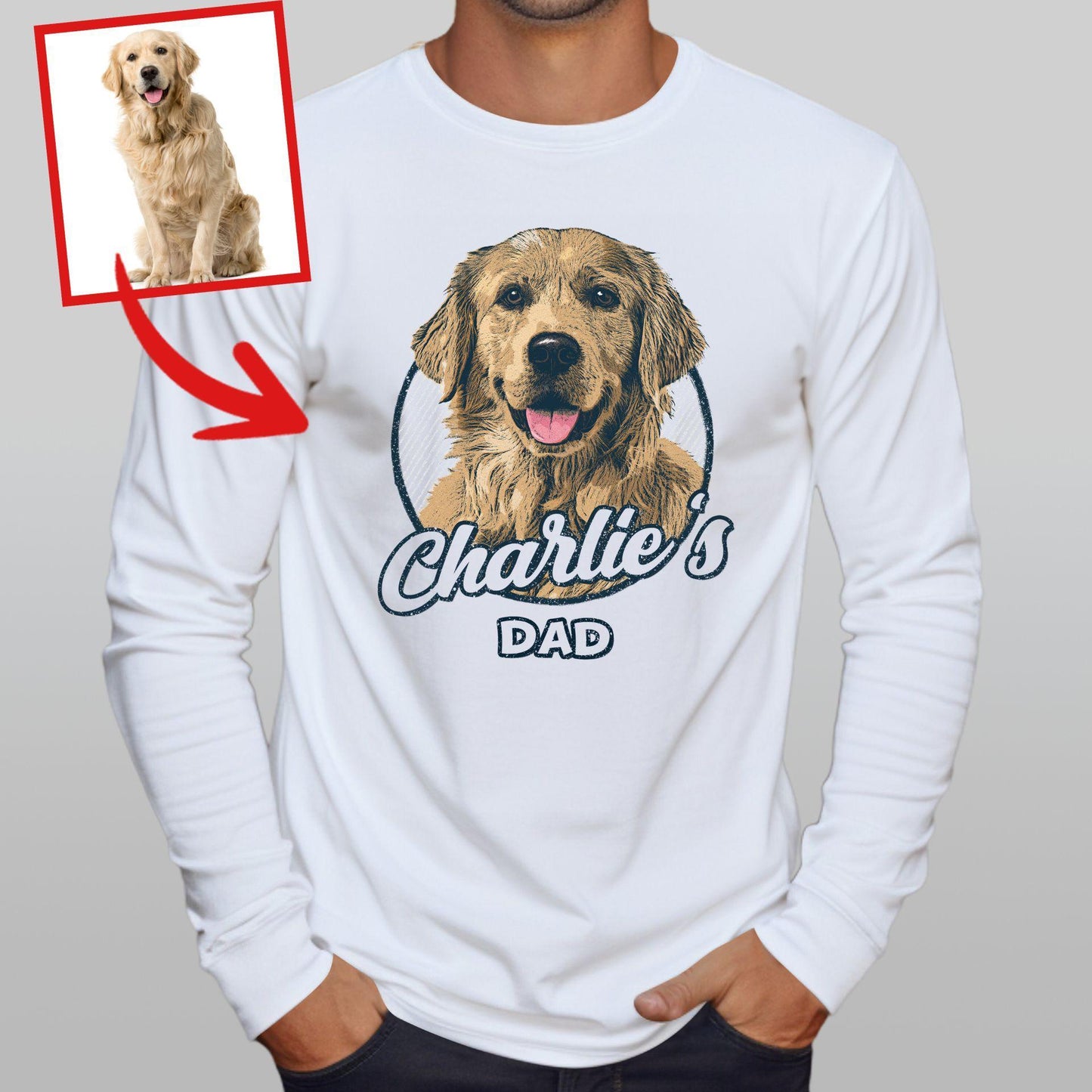 Vintage Graphic Custom Dogface Long Sleeve Shirt F (view 4)